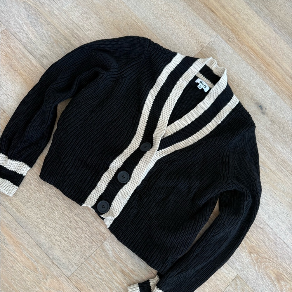 525 America Black and Cream Cardigan Sweater